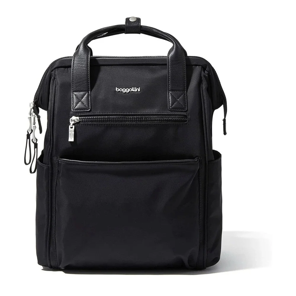 BAGGALLINI Soho Backpack Black Travel Work School Water Resistant Laptop Mint!